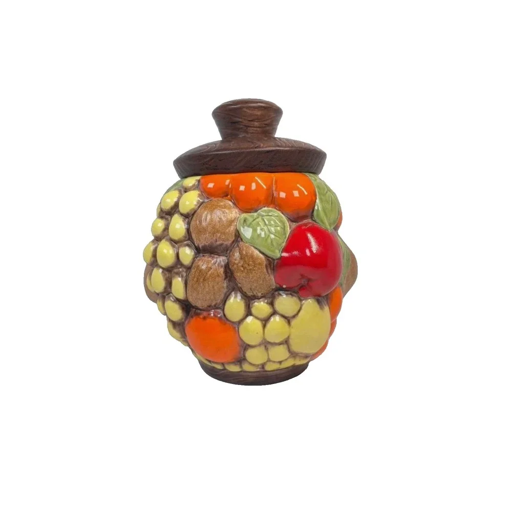 Four Jamar Mallory Ceramic Fruit Cornucopia Canister Cookie Jars Vintage MCM USA